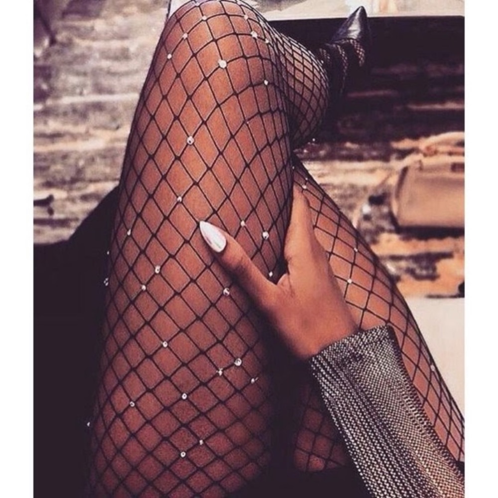 Rhinestone fishnet stockings